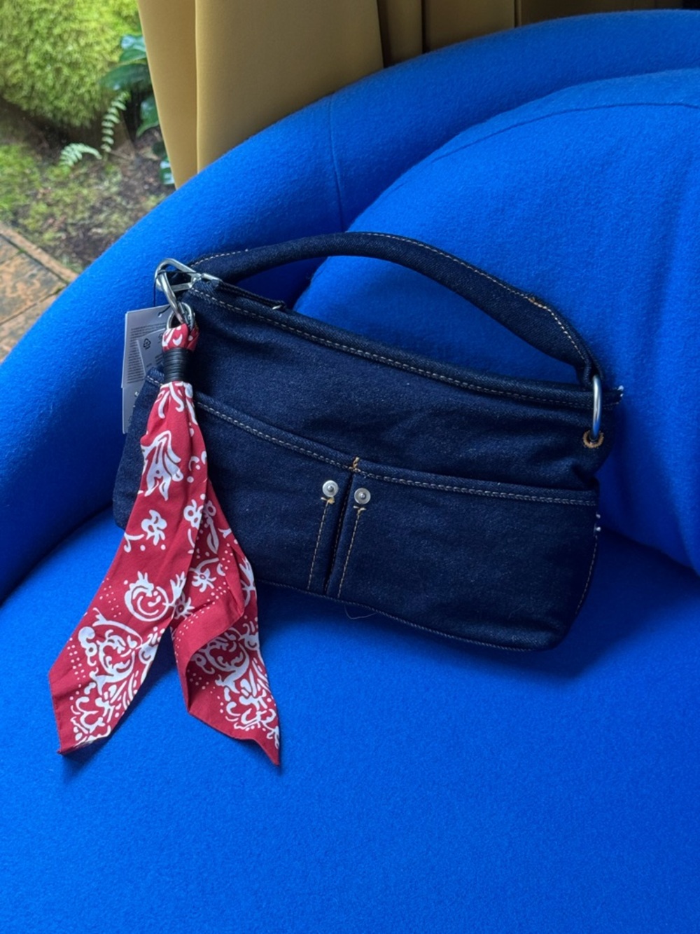ZARA Denim Bag with Bandana Charm